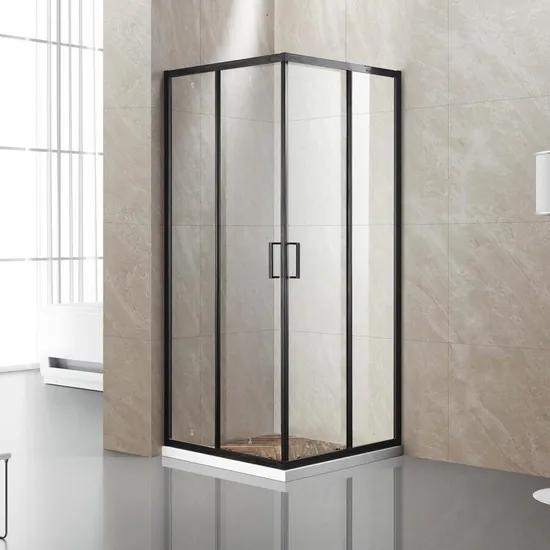 Bathroom Pivot Swing Shower Screen with 6463 Aluminum Matt Black Frame 