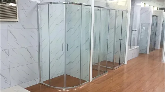 Factory Modern Bathroom Corner Aluminum Frame Curved Tempered Glass Sliding Shower Enclosure 